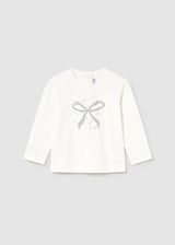 Mayoral Toddler Girls Silver Bow Long Sleeve T 116
