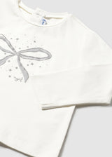 Mayoral Toddler Girls Silver Bow Long Sleeve T 116
