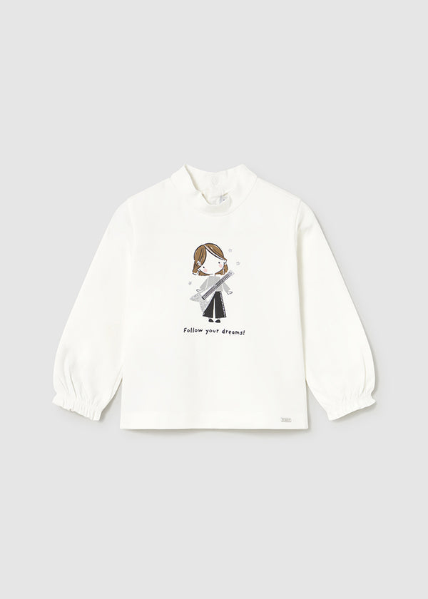 Mayoral Toddler Girls Graphic Mock Neck Top 2073