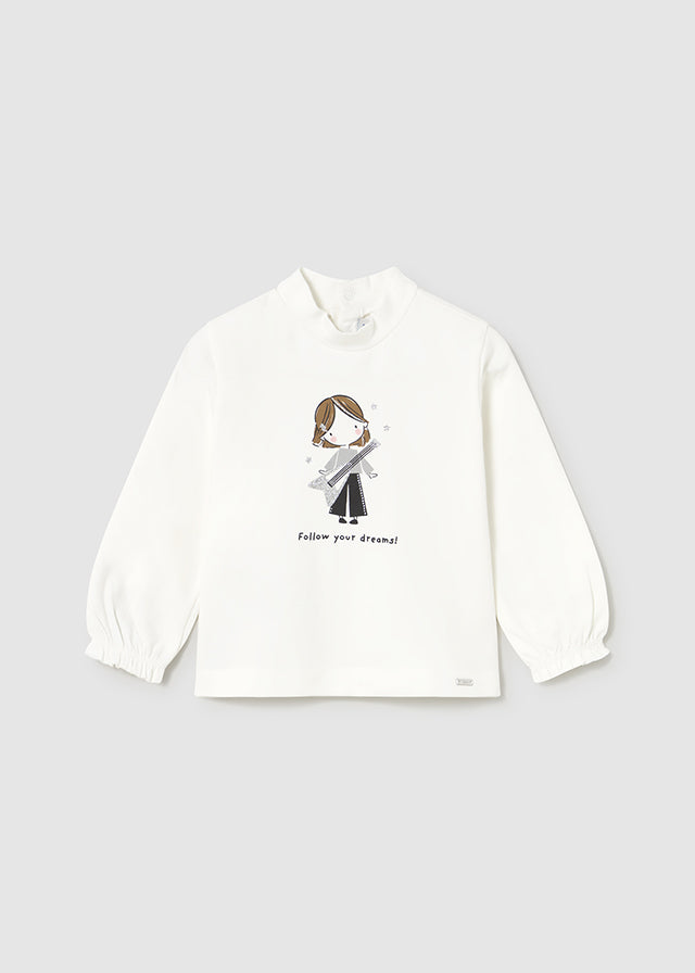 Mayoral Toddler Girls Graphic Mock Neck Top 2073