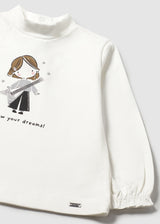 Mayoral Toddler Girls Graphic Mock Neck Top 2073