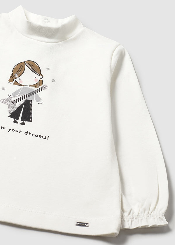 Mayoral Toddler Girls Graphic Mock Neck Top 2073