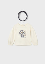 Mayoral Toddler Girls Flower Long Sleeve T & Hairband 2078