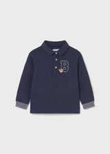 Mayoral Toddler Boys Navy Teddy Long Sleeve Polo 2101