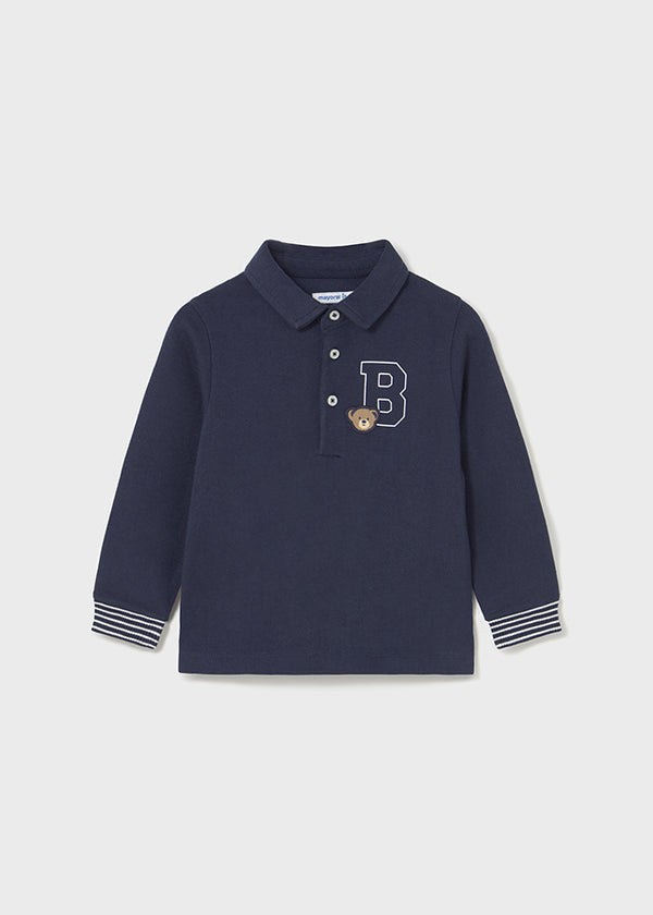 Mayoral Toddler Boys Navy Teddy Long Sleeve Polo 2101