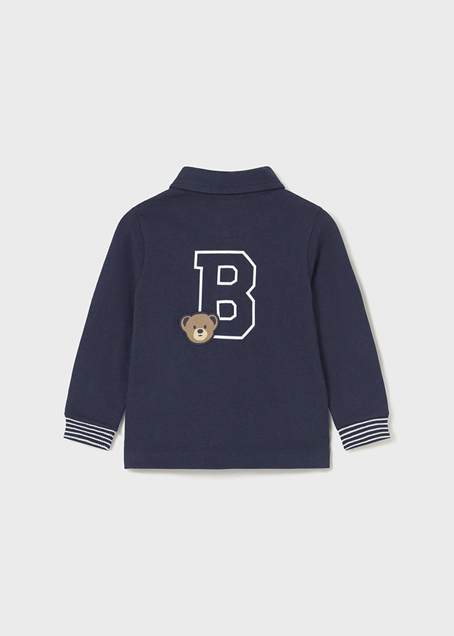 Mayoral Toddler Boys Navy Teddy Long Sleeve Polo 2101