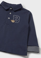 Mayoral Toddler Boys Navy Teddy Long Sleeve Polo 2101