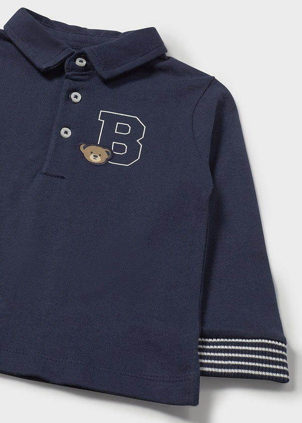 Mayoral Toddler Boys Navy Teddy Long Sleeve Polo 2101