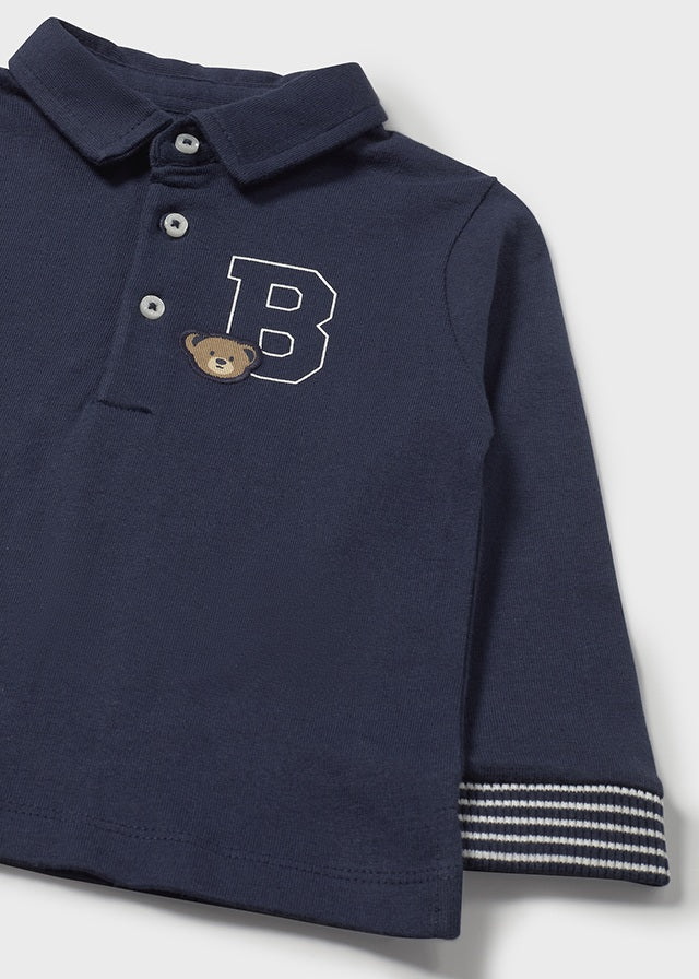 Mayoral Toddler Boys Navy Teddy Long Sleeve Polo 2101