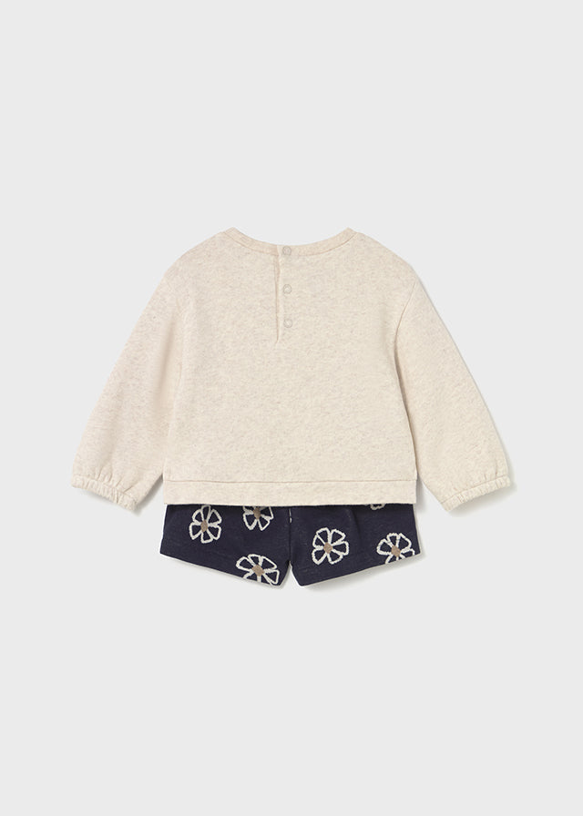 Mayoral Toddler Girls Navy/Natural Flower Short Set 2262