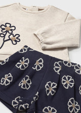 Mayoral Toddler Girls Navy/Natural Flower Short Set 2262