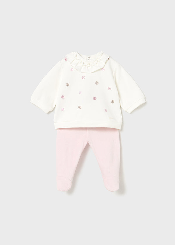 Mayoral Baby Girls Pink Velvet Set 2555