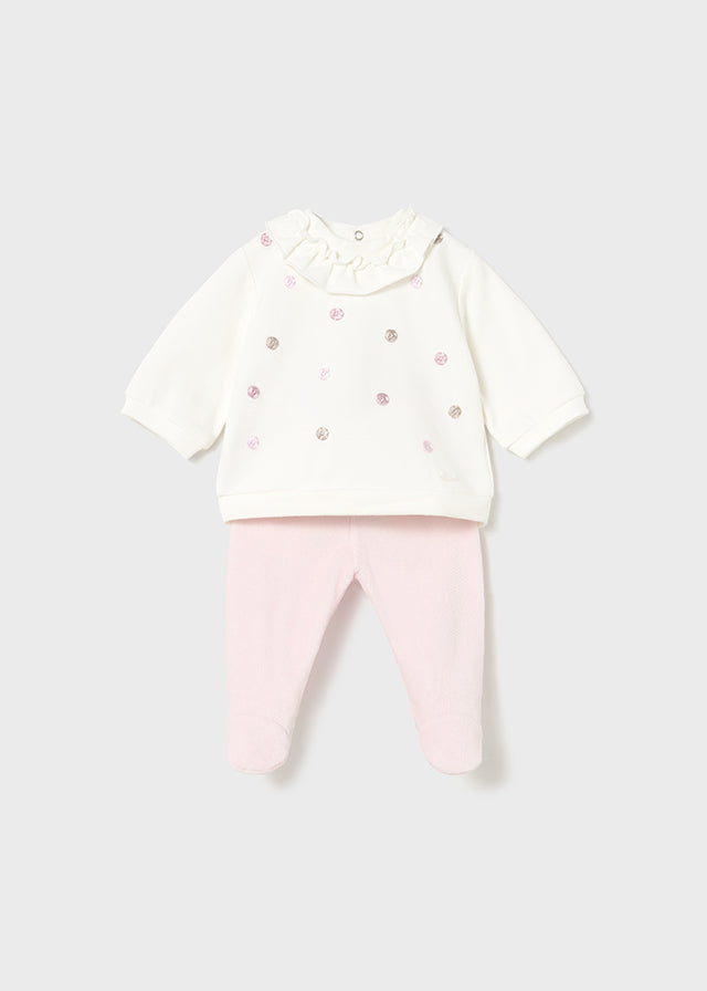 Mayoral Baby Girls Pink Velvet Set 2555