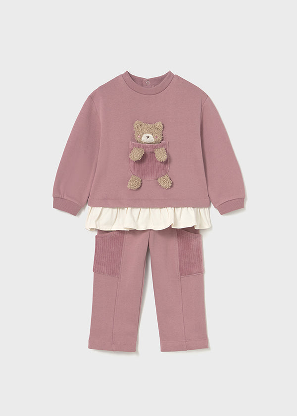 Mayoral Toddler Girls Orchid Teddy Jog Set 2843