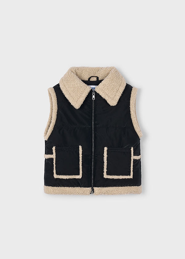 Mayoral Girls Black Fleece Lined Gilet 4313