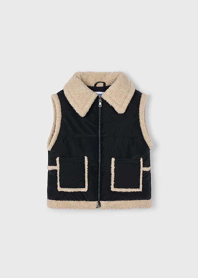 Mayoral Girls Black Fleece Lined Gilet 4313