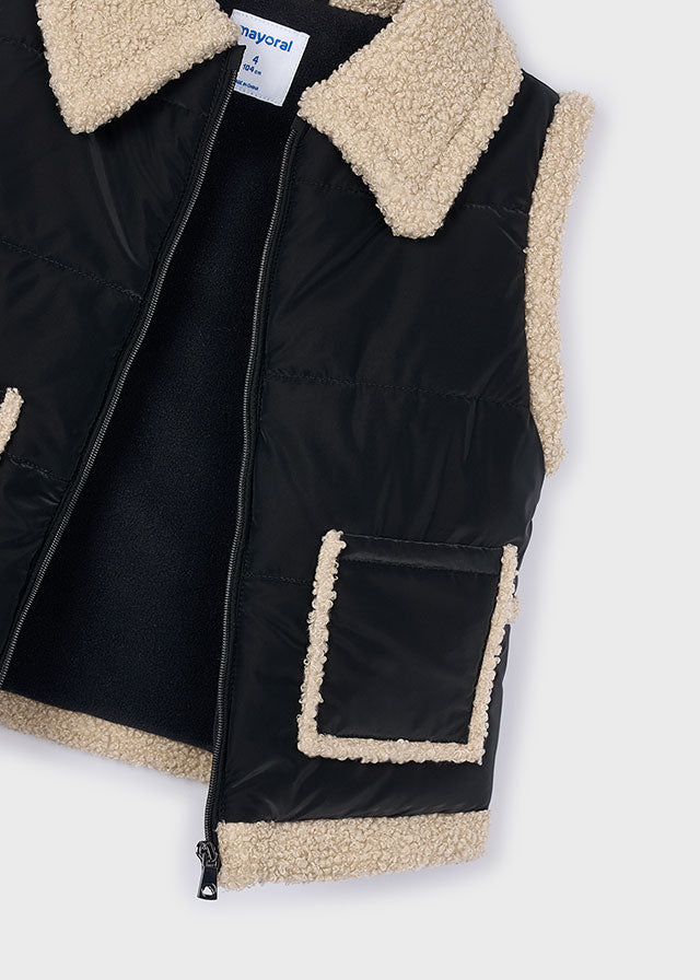 Mayoral Girls Black Fleece Lined Gilet 4313