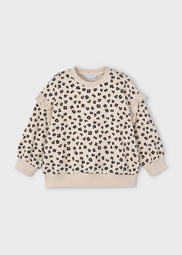Mayoral Girls Leopard Print Bow Sleeve Jumper 4433