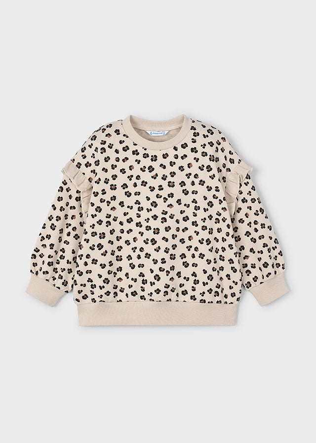 Mayoral Girls Leopard Print Bow Sleeve Jumper 4433