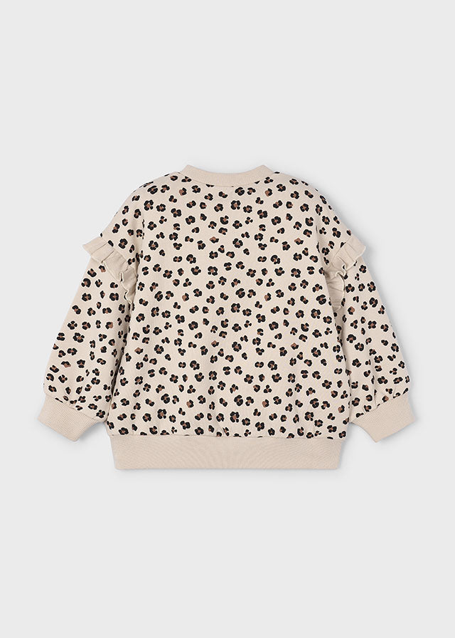 Mayoral Girls Leopard Print Bow Sleeve Jumper 4433