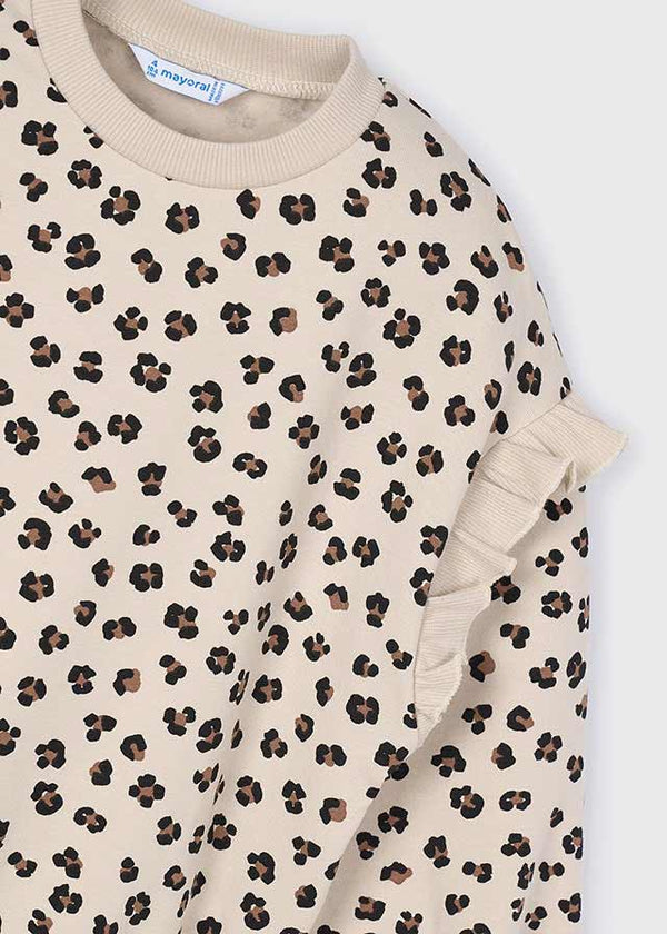 Mayoral Girls Leopard Print Bow Sleeve Jumper 4433