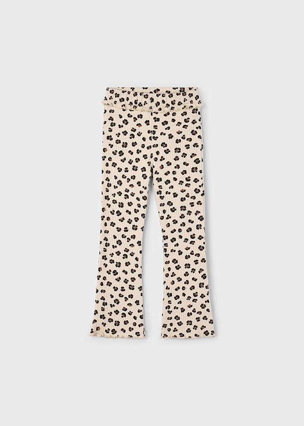 Mayoral Girls Leopard Print Ribbed Flare Leggings 4717