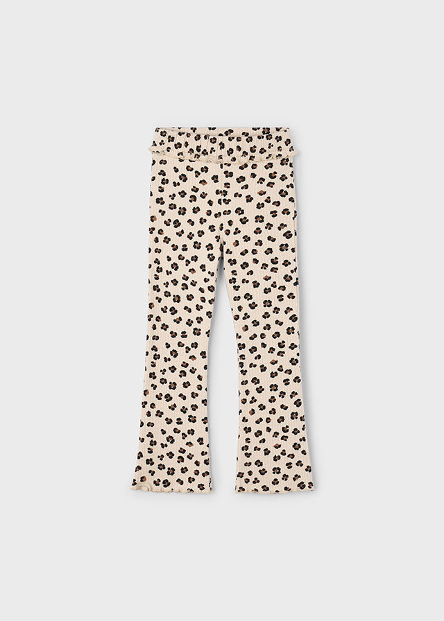 Mayoral Girls Leopard Print Ribbed Flare Leggings 4717