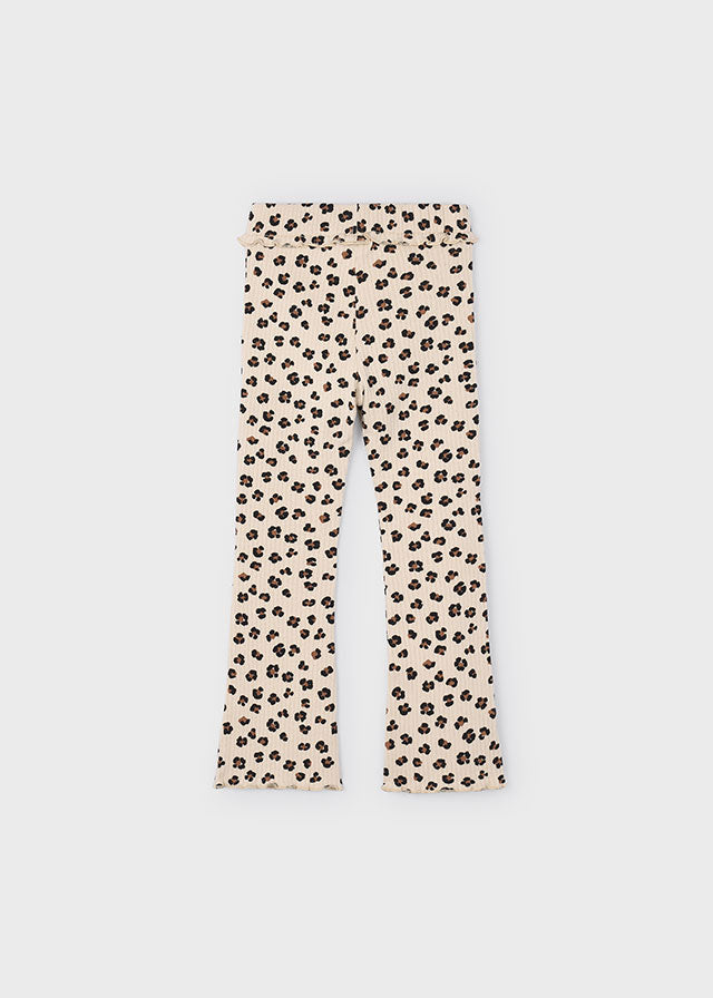 Mayoral Girls Leopard Print Ribbed Flare Leggings 4717