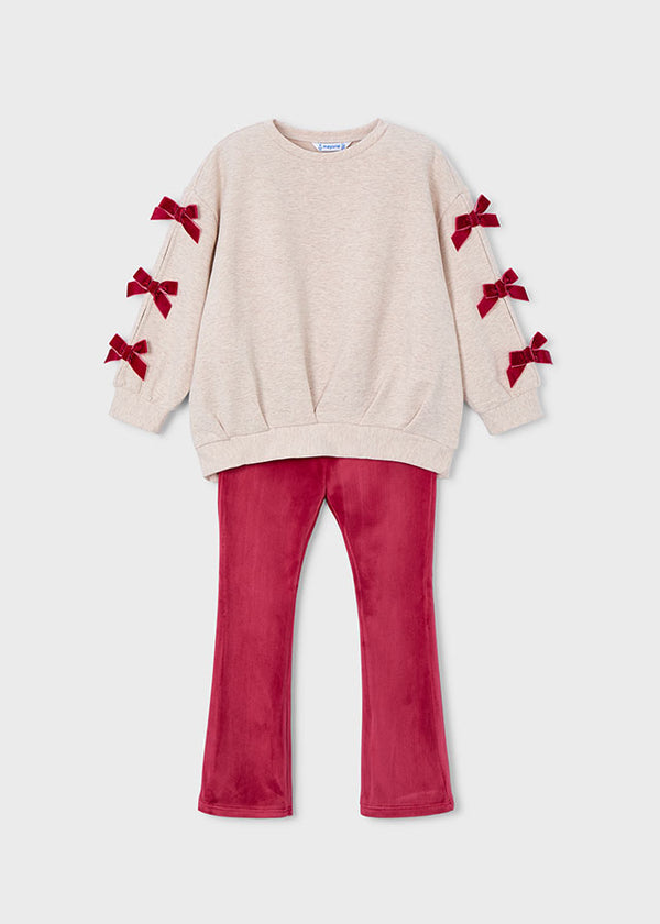 Mayoral Girls Red Velvet Legging Set 4725