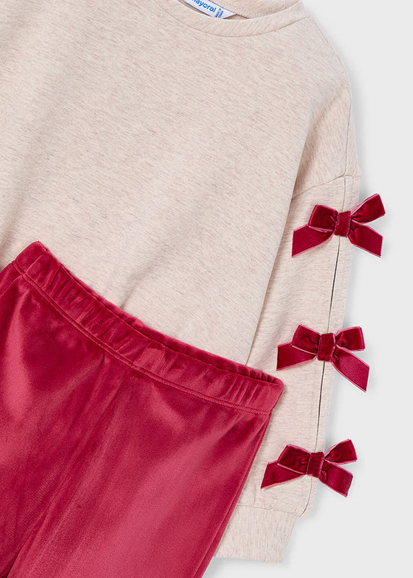 Mayoral Girls Red Velvet Legging Set 4725