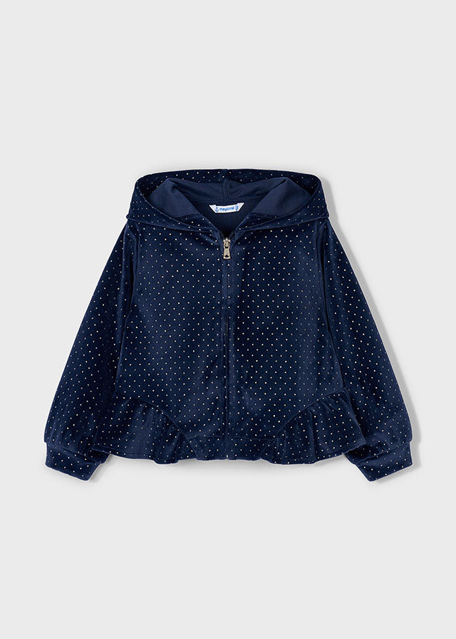 Mayoral Girls Navy Velvet Hoodie, Joggers & Long Sleeve T 4892