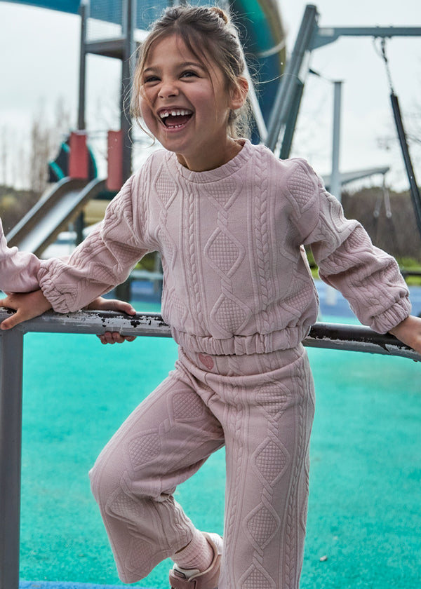 Mayoral Girls Pink Cable Padded Set 4896