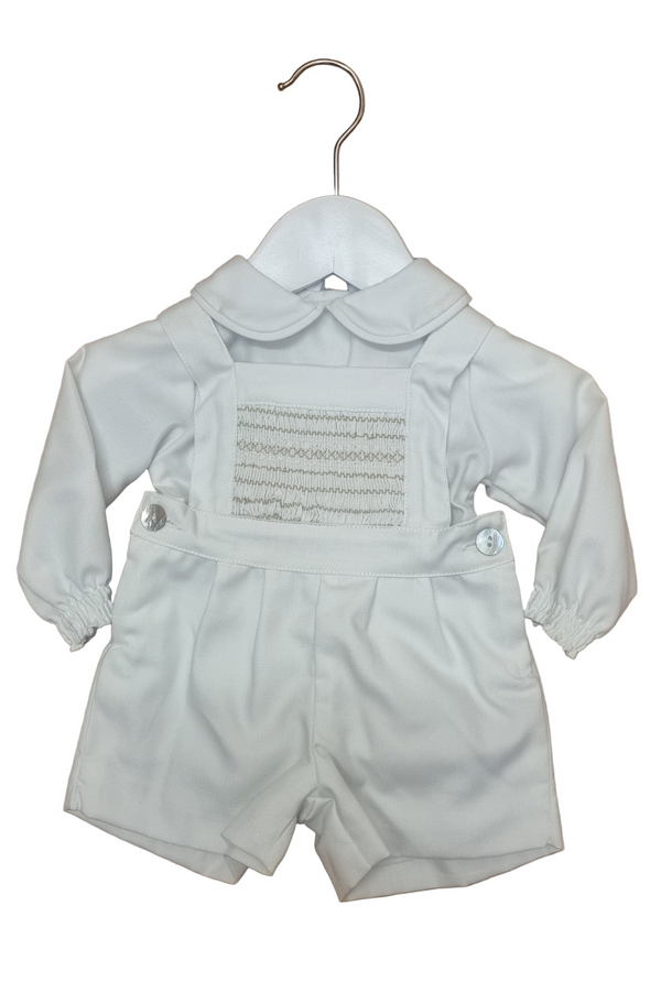 Fofettes Ivory Smocked Short Dungaree Set