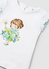 Mayoral Toddler Girls Blue Flowers Frill Sleeve T-Shirt 1005