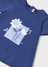 Mayoral Toddler Girls Blue Flower Motif T-Shirt 1014