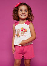 Mayoral Toddler Girls Cerise Flip Flop T-Shirt & Shorts Set 1230