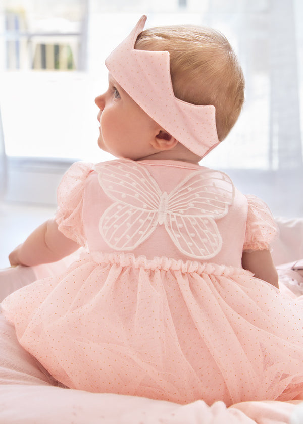 Mayoral Baby Girls Butterfly Romper, Tulle Overlay & Headband 1629