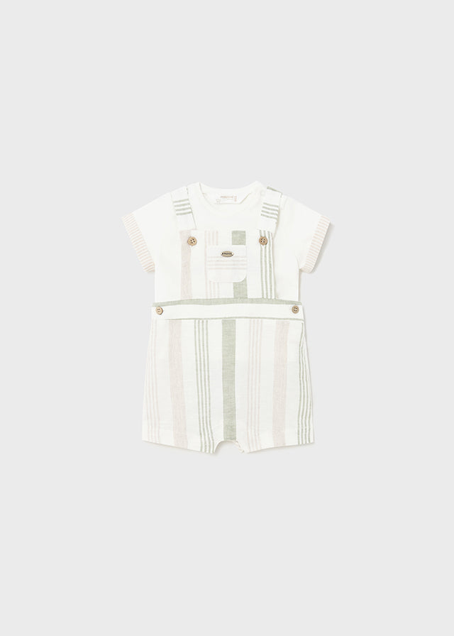 Mayoral Baby Boys Natural Striped Bib Shorts & T-Shirt 1637