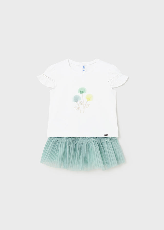 Mayoral Toddler Girls Sage Tulle Skirt & T-Shirt Set 1932