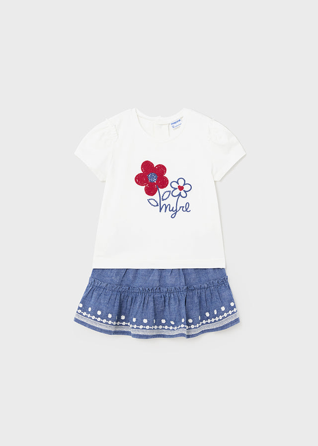 Mayoral Toddler Girls Chambray Skirt & T-Shirt Set 1933
