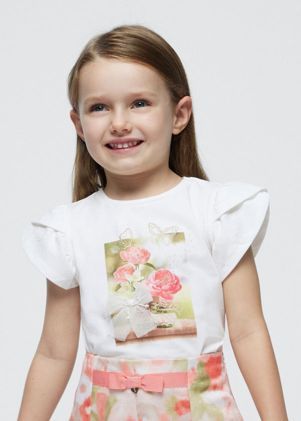 Mayoral Girls Flower Bow T-Shirt 3091