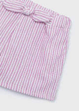 Mayoral Girls Pink Ruffle Top & Striped Shorts Set 3259