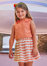 Mayoral Girls Peach Striped Skirt & Top Set 3952