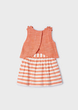 Mayoral Girls Peach Striped Skirt & Top Set 3952