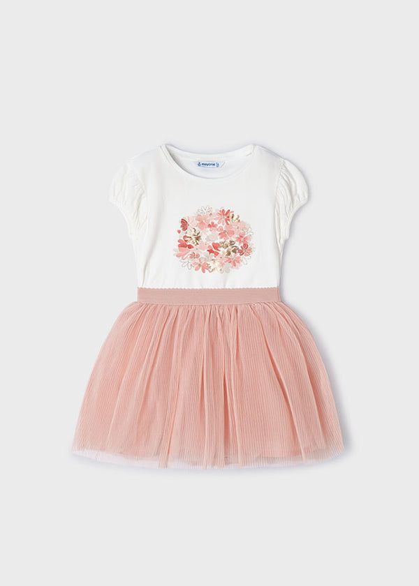 Mayoral Girls Peach Tulle Skirt & T-Shirt Set 3953