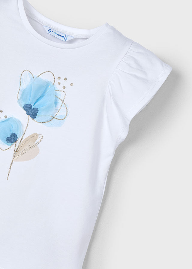 Mayoral Girls Blue Flower T-Shirt 3002