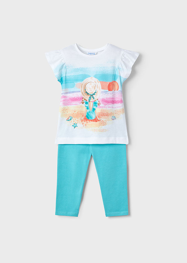 Mayoral Girls Aqua Beach Legging Set 3711