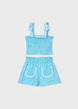 Mayoral Girls Pacific Gingham Crop Top & Shorts Set 3232