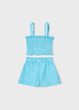Mayoral Girls Pacific Gingham Crop Top & Shorts Set 3232