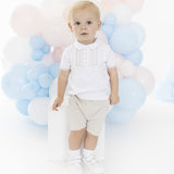 Blues Baby Cannes Beige Smocked Short Set BB2280AA
